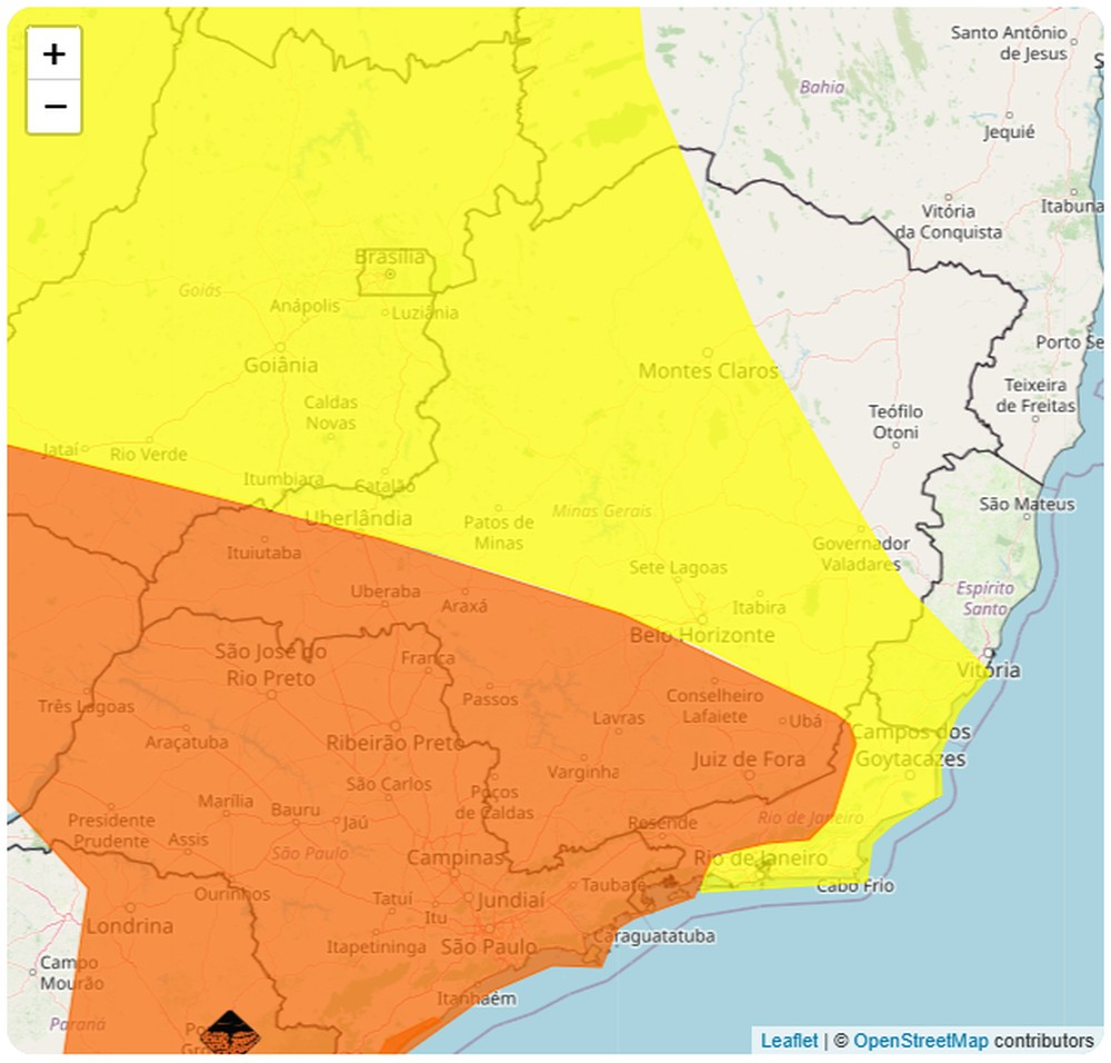 Inmet emite alertas de tempestades e chuvas intensas em Minas Gerais nesta terça-feira 